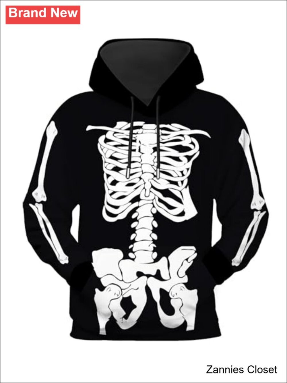 ๐ป Mens Halloween Long Sleeve Hoodie Kangaroo Pocket Skeleton Pullover - Picture 1 of 6